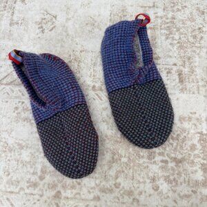 Bombas Slippers Blue Red Knit Gripper House Shoes Fleece Lined Non-Slip